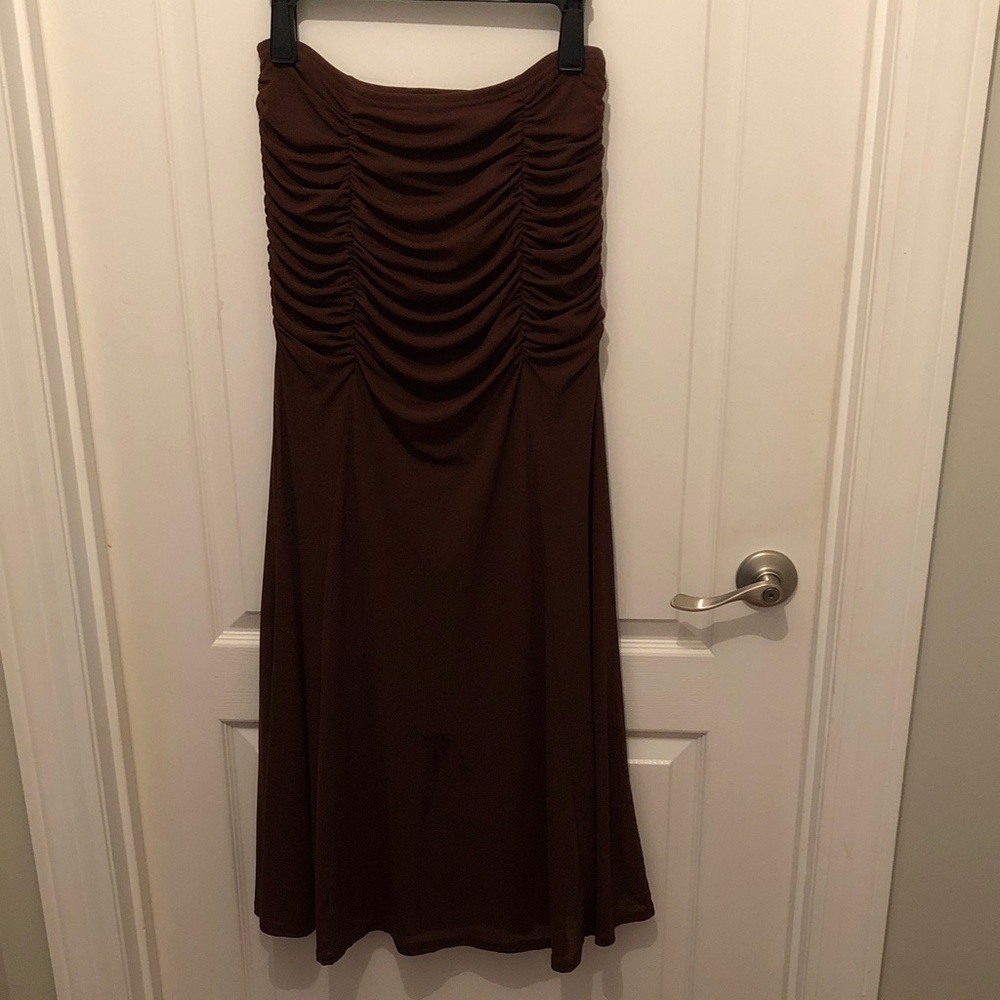 Cami Brown Ruched strapless Dress or skirt